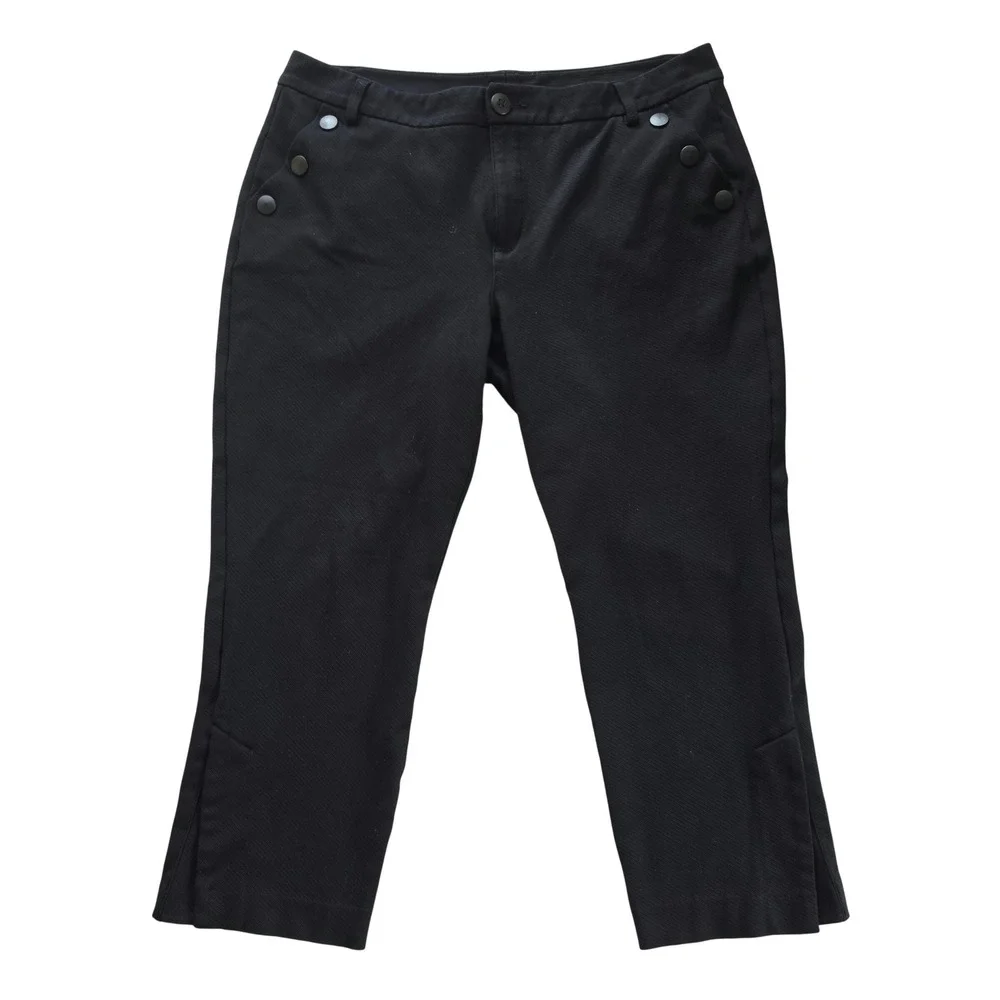 Cabi Maestro Ankle Pants Black Trousers Style 3922 Snap Button Detail Womens 16